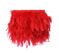 5 Yards Turkey Feathers Fringe Trim Width 4-6 inches for Crafts Clothing Decoration Craft Feather Fringe Trim Clothing Accessories (Red)