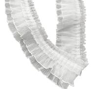 5 Yards White Lace Trim, 4.1 in / 10.5 cm Ruffled Trim, Polyester Lace for DIY Crafts, Sewing, Clothes, Wedding Decor