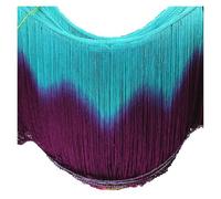 5 Yds/Set Fringe Tassel Latin Trimming Dip Dye Omble Rayon Macrame Lace Samba Dancewear Sewing Trims 25cm-30cm(GreenPurple 25cm)