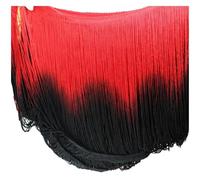 5 Yds/Set Fringe Tassel Latin Trimming Dip Dye Omble Rayon Macrame Lace Samba Dancewear Sewing Trims 25cm-30cm(Red Black 25cm Long)