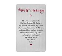 5 Year Anniversary Card for Men Women Him Her- Romantic 5th Five Fifth Anniversary Keepsake Gifts for Husband Wife