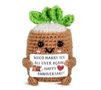 5 Year Anniversary Wood Gifts for Her Him 5 Year Anniversary Decorations Cute 5th Anniversary Handmade Gifts for Wife Husband Happy 5th Anniversary Wood Stump Crochet for Women Men Fifth Marriage Gift