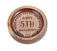 5 Year Anniversary Wood Gifts for Her Him 5th Anniversary Wooden Gifts for Wife Husband 5 Year Wedding Wooden Ring Dish Happy 5th anniversary Wood Jewelry Tray Dish for Women Men Fifth Marriage Gifts