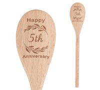 5 Year Anniversary Wood Gifts for Her Him, Happy 5th Wedding Anniversary Spoon, Wooden Present for women men, Wooden Gifts for Wife Husband Men, Wedding Engagement Gifts for Couple