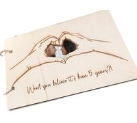5 Year Anniversary - Wooden Anniversary Memory Book - Wood You Believe it's Been 5 Years?