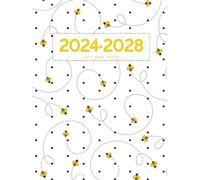 5 Year Diary 2024-2028 | A4 Cute Little Bumble Bees Buzzing on White (hardcover): Month to View Planner with UK Holidays, Moon Phases, Birthdays & Celebrations, Contacts, Passwords (Five Years)