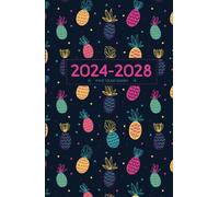 5 Year Diary 2024-2028 | A5 Funky Pineapples (hardcover): Month to View Planner with UK Holidays, Vision Board, Moon Phases, Birthdays & Celebrations, Contacts, Passwords (Five Years)