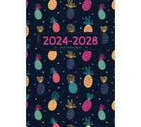 5 Year Diary 2024-2028 | A5 Funky Pineapples: Month to View Planner with UK Holidays, Vision Board, Moon Phases, Birthdays & Celebrations, Contacts, Passwords (Five Years)