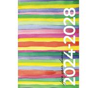 5 Year Diary 2024-2028 | A5 Modern Rainbow Watercolour: Month to View Planner with UK Holidays, Vision Board, Moon Phases, Birthdays & Celebrations, Contacts, Passwords (Five Years)