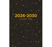 5 Year Diary 2026-2030 A4 | Cute Little Bumble Bees Buzzing on Black: Month to View Planner with UK Holidays, Moon Phases, Birthdays & Celebrations, Contacts, Passwords (Five Years)