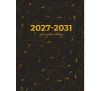 5 Year Diary A4 | Cute Little Bumble Bees Buzzing on Black (Hardback): Month to View Planner with UK Holidays, Moon Phases, Birthdays & Celebrations, Contacts, Passwords (Five Years)