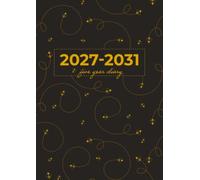 5 Year Diary A4 | Cute Little Bumble Bees Buzzing on Black: Month to View Planner with UK Holidays, Moon Phases, Birthdays & Celebrations, Contacts, Passwords (Five Years)