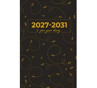 5 Year Diary A5 | Cute Little Bumble Bees Buzzing on Black (Hardback): Month to View Planner with UK Holidays, Vision Board, Moon Phases, Birthdays & Celebrations, Contacts, Passwords (Five Years)