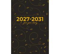 5 Year Diary A5 | Cute Little Bumble Bees Buzzing on Black: Month to View Planner with UK Holidays, Vision Board, Moon Phases, Birthdays & Celebrations, Contacts, Passwords (Five Years)