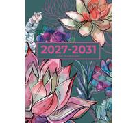 5 Year Diary A5 | Gorgeous Vibrant Succulent Garden: Month to View Planner with UK Holidays, Vision Board, Moon Phases, Birthdays & Celebrations, Contacts, Passwords (Five Years)