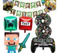 5 Year Happy Birthday Balloon Banner Foil Balloons for Boy Cartoon Supplies Gaming Theme Party Supplies Decoration 5th Gaming Birthday Decorations (5th) (8th.)