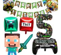 5 Year Happy Birthday Balloon Banner Foil Balloons for Boy Cartoon Supplies Gaming Theme Party Supplies Decoration 5th Gaming Birthday Decorations (5th) (5th.)