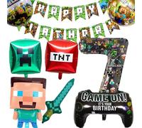 5 Year Happy Birthday Balloon Banner Foil Balloons for Boy Cartoon Supplies Gaming Theme Party Supplies Decoration 5th Gaming Birthday Decorations (5th) (7th.)