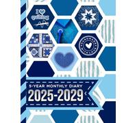 5-Year Monthly Diary 2025-2029: 8.5x11 Daily Dated Notebook / Goal Planning Journal With To Do Lists / Personal Event Organizer Gift / Quilting Quilter - Blue Quilt Theme Art Pattern Cover