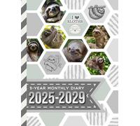 5-Year Monthly Diary 2025-2029: 8.5x11 Daily Dated Notebook / Goal Planning Journal With To Do Lists / Personal Event Organizer Gift / Sloth - Zoo Animal Pattern Theme Cover