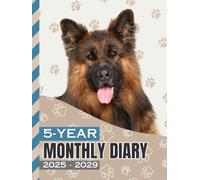 5-Year Monthly Diary 2025-2029: Hardcover / 8.5x11 Daily Dated Notebook / Goal Planning Journal With To Do Lists / Personal Event Organizer Gift / German Shepherd Dog Art on Paw Print Pattern Cover