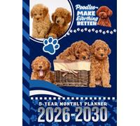 5-Year Monthly Planner 2026-2030: Hardcover / Dated Large / 60 Month Agenda / With Notes Pages - To Do List / Brown Poodle Dog Art Cover Design