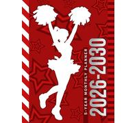 5-Year Monthly Planner 2026-2030: Hardcover / Dated Large / 60 Month Agenda / With Notes Pages - To Do List / Red White Cheer Gift for Cheerleader - Team - Captain - Coach