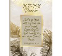 5 Year Monthly Planner 2027-2031, Bible Verse Just On Cover, Philippians 4:19: Vibrant Gold Design, Personal Organiser With Yearly Overviews