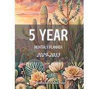 5 Year Monthly Planner 2029-2033: Floral Five Year 60 Months Calendar from January 2029 to December 2033 Agenda Schedule Organizer with holidays and Moon Phases Cactus Lover