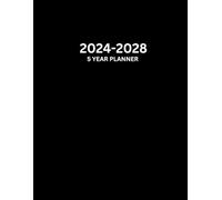 5 Year Monthly Planner Diary 2024-2028 Black: Personal Organiser With Yearly Overviews