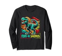 5 Year Old Dinosaur Birthday 5Th Bday T Rex Dino Five Saurus Long Sleeve T-Shirt
