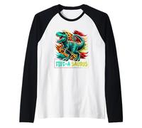 5 Year Old Dinosaur Birthday 5Th Bday T Rex Dino Five Saurus Raglan Baseball Tee