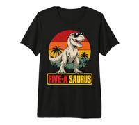 5 Year Old Dinosaur Birthday 5th T Rex Dino Five Saurus Kids Premium T-Shirt