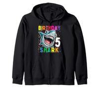 5 Year Old Kids Shark Birthday Gifting Ideas 5th Five Year Zip Hoodie