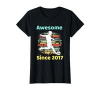 5 Year Old Soccer Player Awesome Since 2017 5th Birthday Value Graphic T-Shirt, Women, Black, L