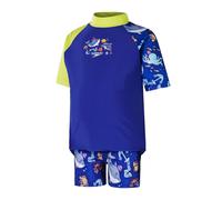 (5 Years, Blue/Yellow) Speedo Childrens/Kids Digital Print Short-Sleeved Rash Guard Set