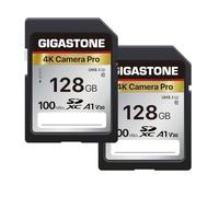 【5-Years Data Recovery】GIGASTONE 128GB 2-Pack SD Card, 4K Camera Pro, A1 V30 SDXC Memory Card 4K UHD Video Compatible with Canon Nikon Sony Panasonic Digital Camera, with 2 Mini Cases