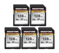 【5-Years Data Recovery】GIGASTONE 128GB 5-Pack SD Card V30 SDXC Memory Card High Speed 4K Ultra HD UHD Video Compatible with Canon Nikon Sony Pentax Kodak Olympus Panasonic Digital Camera (128gb)