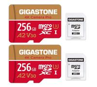 [5 Years Free Data Recovery] Gigastone 256GB Memory Card 2 Pack 4K Pro Camera Compatible with GoPro Switch, Speed 100MB/s. A2 U3 V30 Micro SDXC Card with SD Adapter.