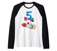 5 Years Old Astronaut 5th Birthday Space Rocket Boy Raglan Baseball Tee