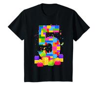 5 Years Old Builder Boy Girl Building Blocks 5th Birthday T-Shirt