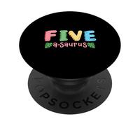 5 Years Old Five Saurus Kids Dinosaur 5th Birthday Family PopSockets Adhesive PopGrip