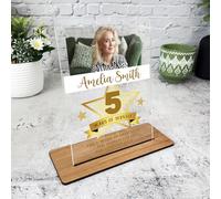 5 Years Service 5th Gold Anniversary Job Star Photo Gift Employee Custom Plaque - Acrylic Plaque, Personalised Thank You Present Gift Congratulations Present Gift