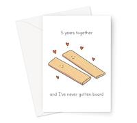 5 Years Together and I've Never Gotten Board Wedding Anniversary Card | Wood Joke 5 Year Funny Wedding Anniversary Card For Husband Or Wife, Him Or Her