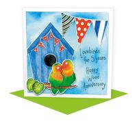 5 years together Wood 5th Anniversary 150mm square greetings card by artist Kate Brazier