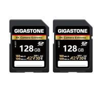 [5-Yrs Free Data Recovery] GIGASTONE 128GB SD Card 2-Pack, 4K Camera Extreme, A2 V30 U3 C10 SDXC Memory Card High Speed, Compatible with Canon Pentax Kodak Olympus Digital Camera