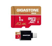 [5-Yrs Free Data Recovery] GIGASTONE 1TB Micro SD Card with USB 3.2 Type C Card Reader, 4K Camera Pro MAX, A2 V30 MicroSDXC Memory Card for Gopro, 4K UHD Video, Up to 150/140 MB/s with Adapter