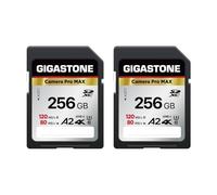 [5-Yrs Free Data Recovery] GIGASTONE 256GB 2-Pack SD Card, 4K Camera Pro MAX, A2 4K SDXC Memory Card High Speed 4K UHD Video Compatible with Canon Nikon Sony Kodak Digital Camera, with 1 Mini case