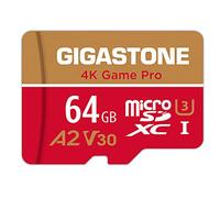 [5-Yrs Free Data Recovery] Gigastone 64GB Micro SD Card, 4K Game Pro, MicroSDXC Memory Card for Nintendo-Switch, GoPro, Security Camera, DJI, Drone, UHD Video, R/W up to 95/35MB/s, UHS-I U3 A2 V30 C10