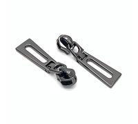 #5 Zipper Pulls Gunmetal Metal Zipper Pull 25pcs Bulk Zipper Head Nylon Coil Zipper Slider for Purses Bag Sewing RuiDaTeng